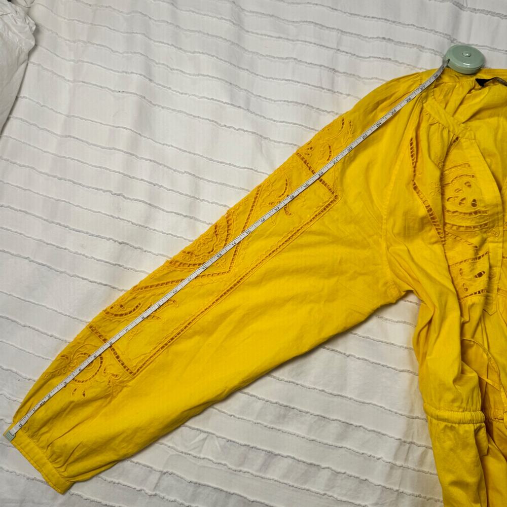 Lauren Ralph Lauren Yellow Embroidered Cotton Dress Women's 12 Boho Summer Euro - Picture 8 of 16